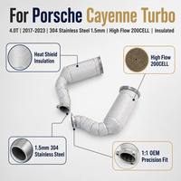 Header Knalpot Downpipe Berinsulasi 200CELL Aliran Tinggi Khusus untuk Porsche Cayenne Turbo 4.0T 2017-2023 OEM SS304 Upgrade Pipa Pembuangan