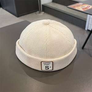 Gorro de Pana Vintage para Bebé<span class=keywords><strong>s</strong></span> de 1 a 3 Años, sin Visera, Color <span class=keywords><strong>S</strong></span>ólido, con Letra C, Gorra Docker para Niños Pequeños - Product Image 5