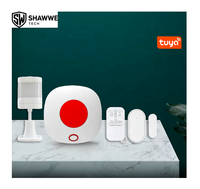 Kit Système d'Alarme WiFi Tuya avec Sirène Stroboscopique, Bouton SOS Panique, Capteur de Vibration, Matériau ABS et Sonnette à Commande à Distance via Application