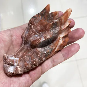 Großhandel Hochwertige natürliche handgemachte Kristall Handwerk Heilung Red Obsidian Dragon Skulls