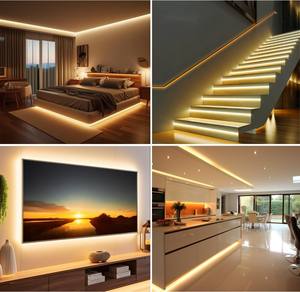 Bande lumineuse COB 24V blanc chaud 3500K, bandes <span class=keywords><strong>LED</strong></span> dimmables pour éclairage décoratif de télévision, miroir, armoire de cuisine, étagère - Product Image 5