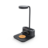 6 In 1 Multifunctionele Draadloze Oplader Met Klok, Bureaulamp Draadloze Oplader Met Penhouder, Opvouwbare Designlader