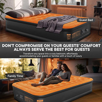 Matelas gonflable Queen avec oreiller à pompe électrique Surface floquée Matelas pneumatique étanche pour invité famille Camping et bureau