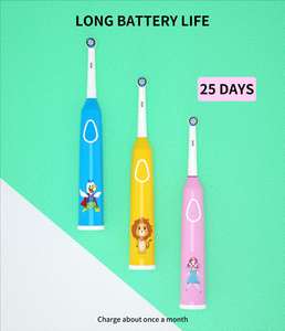 แปรงสีฟันไฟฟ้าสำหรับเด็กแบบปรับแต่งได้ กันน้ำ IPX7 ชาร์จซ้ำได้ ขนแปรงนุ่ม <span class=keywords><strong>3</strong></span> โหมด พร้อมตัวตั้งเวลา 2 นาที - Product Image 6
