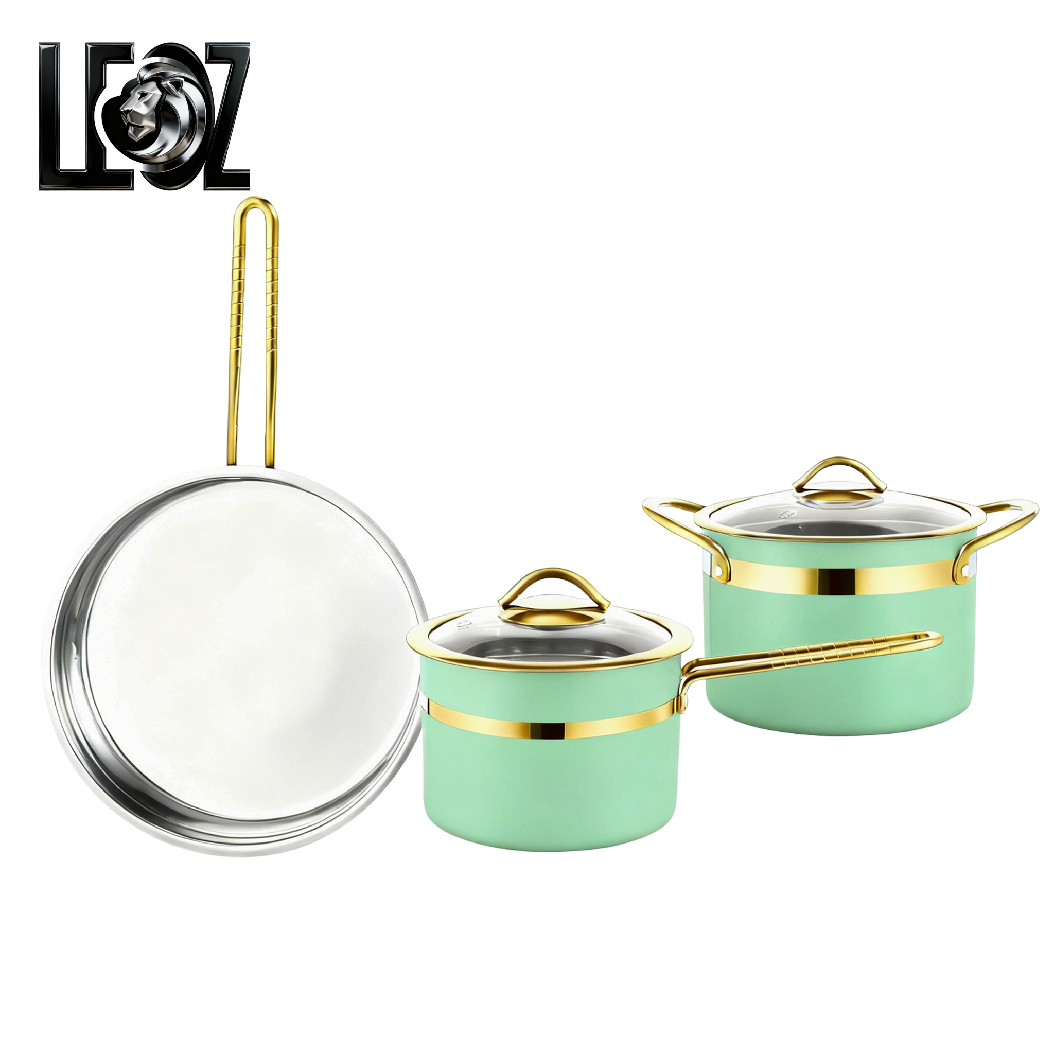 Fashionable 5-piece Stainless Steel Cookware Set, Luxurious Design, High-quality Non Stick Pot
