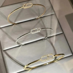 Classic Luxury Certified Women's Round <b>Cuff</b> <b>Bracelet</b> S925 Sterling <b>Silver</b> Zircon Retro Gold Plated Hot Sale Daily Party Jewelry - Product Image 6