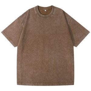 T-shirt Américain Rétro Ample à Manches Courtes en Coton Lavé 230 GSM avec Logo Imprimé Personnalisé, Style Hip Hop, 100 % Coton, Vierge - Product Image 3
