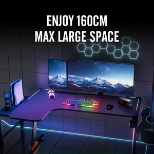 Escritorio Profesional para Juegos de PC, Diseño Ergonómico Moderno en Forma de <span class=keywords><strong>L</strong></span>, con Iluminación RGB LED, para Deportes Electrónicos - Product Image 6