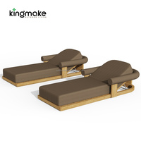 Chaise longue de jardin en teck massif moderne, résistante à l'eau, avec coussin, pour extérieur, plage, hôtel, piscine