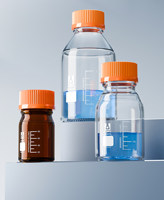 Flacons en verre borosilicate 3.3 gradués, à bouchon à vis côtelé, transparents et ambrés, pour stockage d'échantillons de laboratoire, réactifs, 100ml, 250ml, 500ml, 1000ml, 2000ml