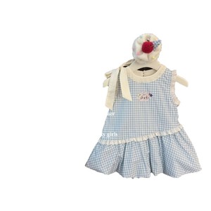Child Star Circle Girls Blue Plaid Sleeveless Dress With <b>Bow</b> Breathable Summer Wear - Product Image 5
