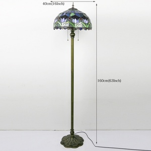 Lámpara de Pie LongHuiJing de Estilo Tradicional con Vidrio de Colores, Domo de 16 Pulgadas, LED E27/E26, Multicolor, Altura Ajustable de 63 Pulgadas - Product Image 5