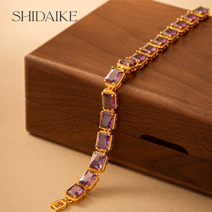 Shidaisheng thời trang của phụ nữ hợp thời trang mạ vàng Vòng đeo tay pha lê Zirconia Micro paved Zircon vật liệu đồng thau Quà - Product Image 3