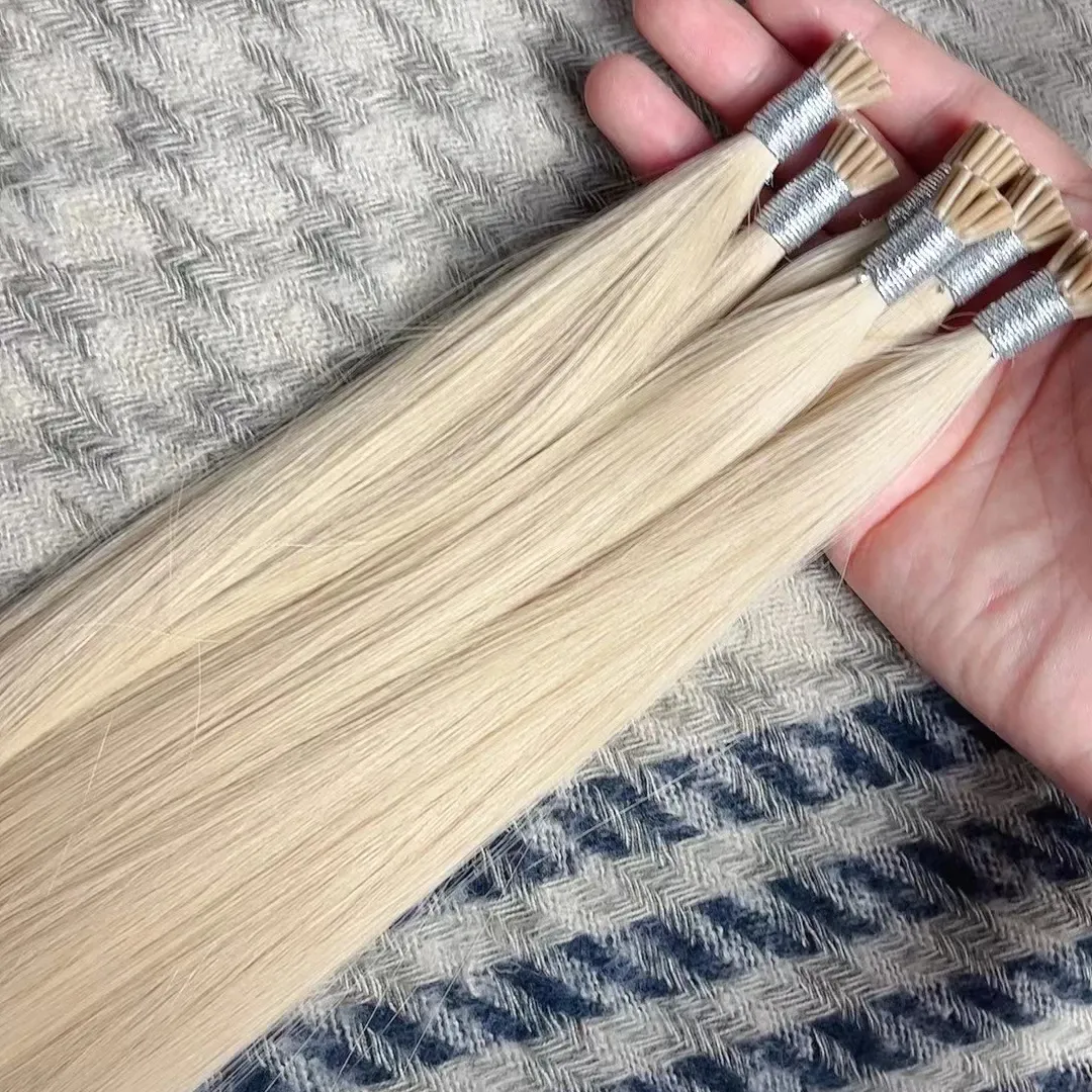 Keratine Tips Rauwe Russische Human Hair Extensions Pre-Gebonden Stick Tip Extensie Blonde #613 Kleuren