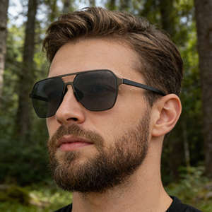 Lunettes de soleil polarisées à monture carrée Ks-3982 pour hommes, monture en plastique noir et métal, protection UV400 pour la conduite en extérieur - Product Image 1