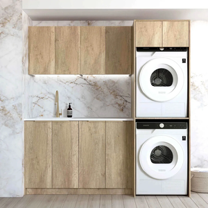 Mueble de Lujo de Madera para <span class=keywords><strong>Lavadero</strong></span>, Armario Independiente para Lavadora con Tiradores Dorados para Proyectos Residenciales - Product Image 1
