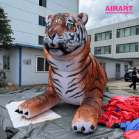 Tigre gonflable géant réaliste couché, impression numérique personnalisée, modèle d'animal sauvage gonflable pour l'affichage et la décoration d'événements en zoo ou parc