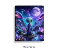 Seni Dinding Kanvas Terbaru, Lukisan Kanvas Vogue Alien UFO Camping untuk Dekorasi Dinding