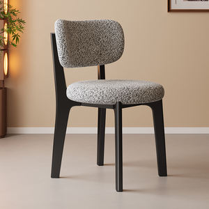 Silla de comedor de nogal de lujo contemporánea, silla de oficina tapizada de madera maciza adecuada para comedores y áreas de estudio - Product Image 4