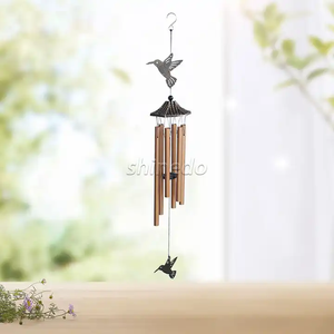 กระดิ่งลมฮัมมิ่งเบิร์ดกลางแจ้งพร้อมหลอดอลูมิเนียม6หลอดกระดิ่งลมที่ระลึกสำหรับภายนอกของขวัญที่ไม่ซ้ำกัน - Product Image 1