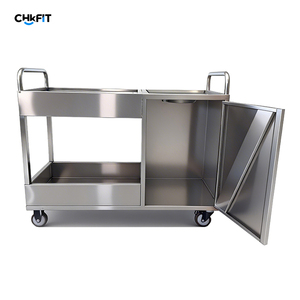 Chariot de service de restaurant à 2 niveaux CFT Custom Commercial Kitchen, facile à assembler, en acier inoxydable, certifié NSF, robuste - Product Image 1