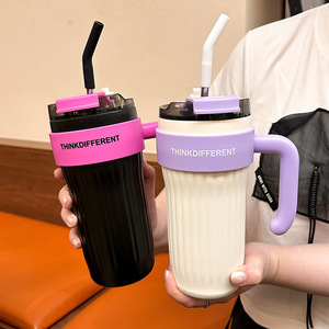 Thinkdifferent Stainless Steel Tumbler 500Ml With Handle And Straw For Travel And Car Use - Product Image 2