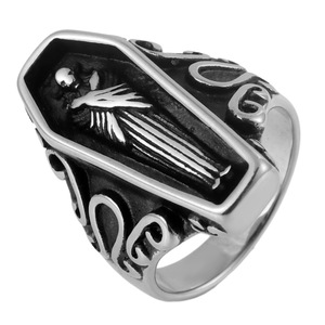 yunnique Geometric <b>Skull</b> <b>Ring</b> Steel Color Men's Fashion Jewelry Gift - Product Image 5