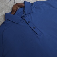 Polo de golf respirant pour homme en nylon/spandex bleu marine à séchage rapide, avec panneaux latéraux en maille découpée au laser, personnalisable – Vêtement de sport très demandé
