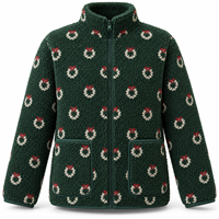 Mutter-Tochter Passende Weihnachtskranz-Fleecejacken Sherpa Winter Familien-Feiertagsoutfit Bekleidungslieferant