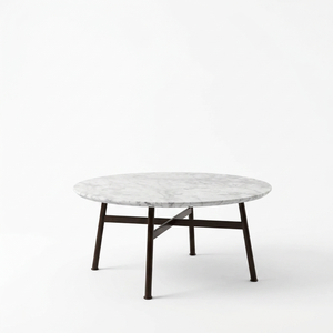 AK Brass Modern Round Iron Metal Coffee <b>Table</b> <b>Brown</b> Finish with Marble Top for Living Room Hotel Interior Furniture - Product Image 5