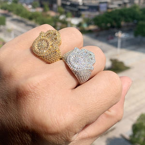 Nouvelle grande taille or argent plaqué <span class=keywords><strong>main</strong></span> anneau donnez-<span class=keywords><strong>moi</strong></span> cinq Type complet Micro Bling CZ pavé bijoux fins arrêter <span class=keywords><strong>la</strong></span> <span class=keywords><strong>main</strong></span> hommes Hip Hop anneau - Product Image 5