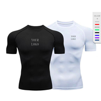 Vêtements de sport pour hommes en gros, vêtements de compression pour la salle de sport, t-shirts, logo personnalisé, chemises de sport athlétiques pour hommes