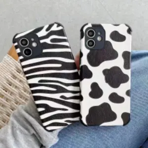 Zebra Cow Flower Leather Phone Case For iPhone 15 Pro Max TPU Silicone Cute Flower Phone Case Girly For iPhone 14 13 12 Pro Max