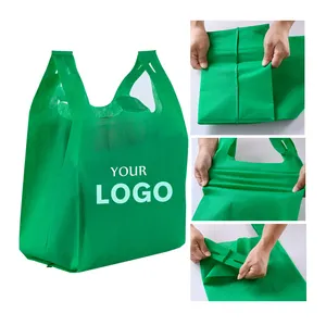 Hot Sale Reusable D W Die Cut Handled Non Woven T Shirt Bag Non-woven Vest Bag With Square Bottom