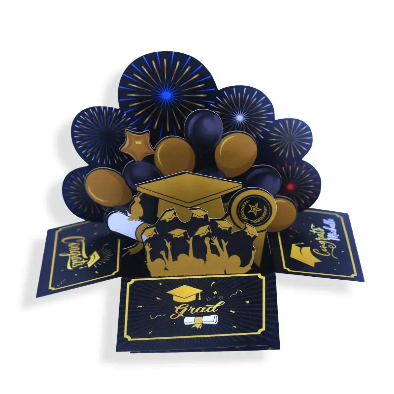 Özel baskı toptan kişiselleştirin komik 3D Pop Up zarflar ile mutlu doğum günü tebrik kartları OEM üretim