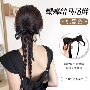Braided Wig High Ponytail Dark Brown Double Braid <b>Clip</b> In Wig For Women Spring Style - Product Image 6