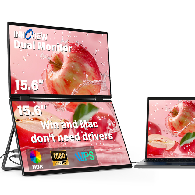 15.6-Inch Dual Screen Portable Monitor with Full HD IPS Display USB-C & for Connectivity for Laptops & Phones Gaming