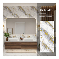 Panneau PVC UV Calacatta Breccia Effet Marbre 4x9 pieds Brillant Imperméable Facile à Poser pour Cuisine et Salle de Bain