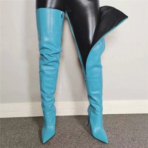 Botas de Invierno Elegantes y Sensuales de Color Puro, por Encima de la Rodilla, con Cierre Decorativo, Punta Puntiaguda, Tacones Altos y Finos, Zapatos de Moda - Product Image 4
