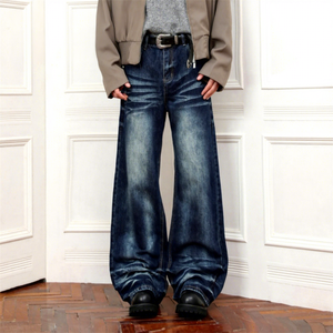 Pantalones Vaqueros de Mezclilla Anchos de Moda Casual de Alta Calidad Personalizados al por Mayor, Estilo Y2K, Corte Recto, Holgados, para Hombre - Product Image 1