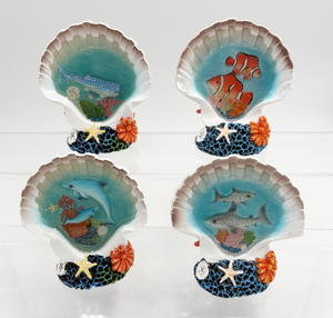 Sculpture personnalisée en résine polymère peinte à la main, pyramide, fée, coquillage, conque, poisson, corail, étoile de mer - Product Image 1