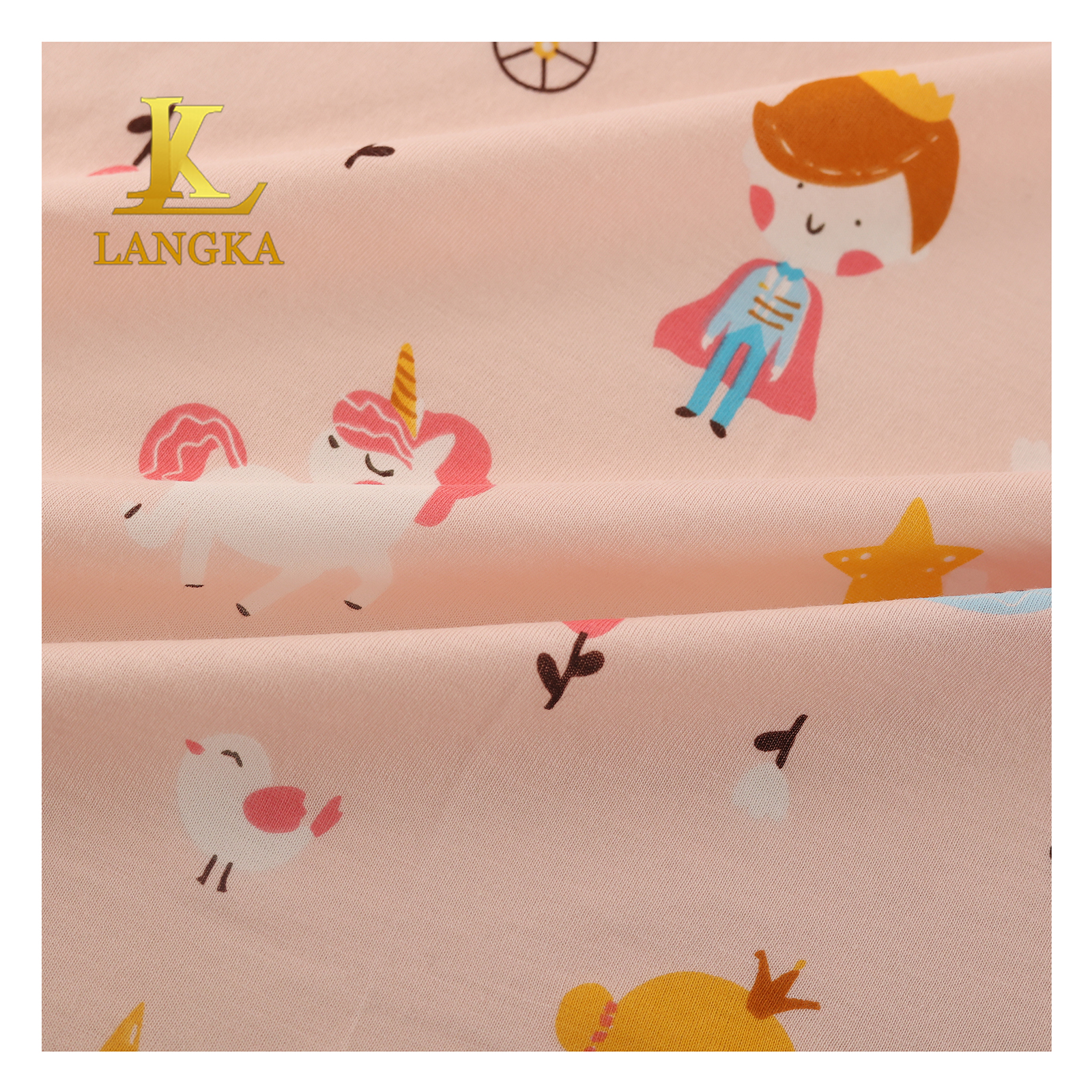 Langka Custom Super Soft Organic 190GSM Printed 70% Bamboo 30% Cotton Jersey Fabric for Kids Garment Sleepwear