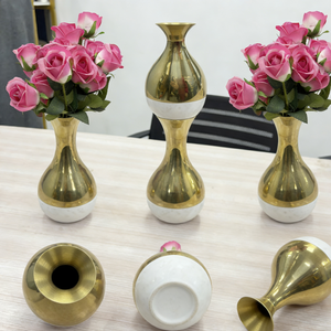 Jarrón de Latón Dorado Mecanizado por CNC Personalizado con Certificación ISO9001, con Detalles de Mármol, Ligero, para Regalos de Boda y Hogar - Product Image 1