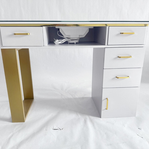 Muebles Modernos para Salón de Belleza, Mesa de Manicura Individual Blanca con Colector de Polvo - Product Image 2