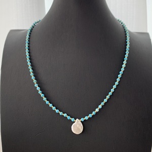 BD-B9242 Bellissima Collana di Perle Turchesi per l'Estate, Collana con Ciondolo di Perla Barocca, Elegante Collana in Pietra Naturale come Regalo - Product Image 3