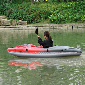 2.74Mカスタマイズされたデザイン2つの独立したエアチャンバーPVCインフレータブルカヤックボート、パドルとシート付き - Product Image 5
