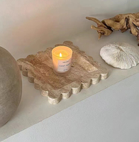 Plateau de parfum en travertin naturel, plateau d'affichage en marbre pour la décoration de luxe de la maison