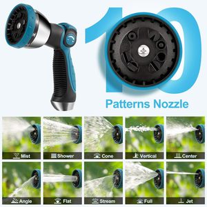Carrete de manguera de jardín retráctil-5/8 pulgadas x con boquilla de 10 patrones Cualquier Bloqueo de longitud, soportes de manguera de agua resistentes automáticos - Product Image 2