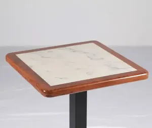 Mesa de Piedra Sinterizada al por Mayor con Marco de Madera, Mesa de Restaurante Mediterráneo, Ecológica y Duradera - Product Image 2