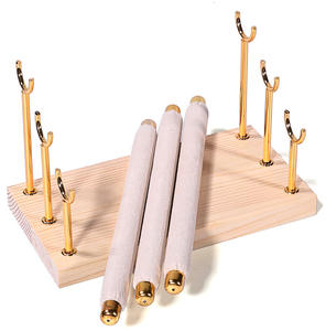 موضة 123 لفة من جلد البولي يوريثان مع قاعدة معدنية خشبية صلبة، تصميم قابل للفصل، منظم عرض وحفل عرض للحلي والخواتم - Product Image 5